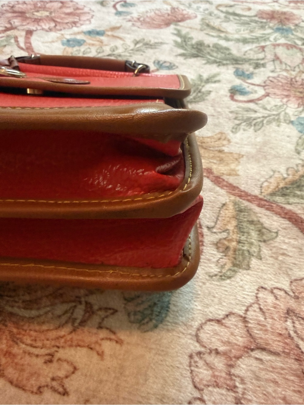 Dooney & Bourke Red and Brown Leather Messenger Bag - Picture 5 of 15